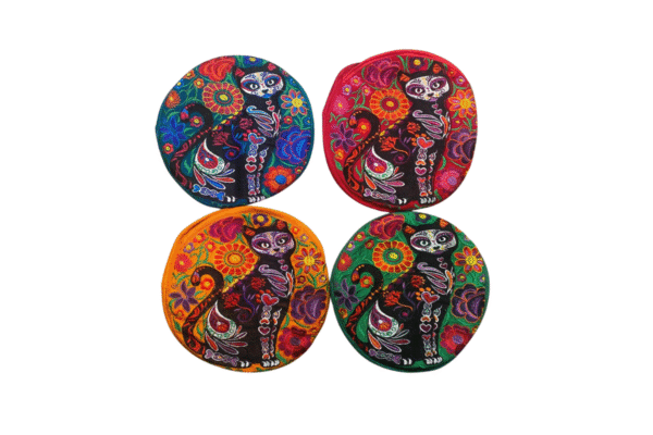 Colored tortilla holder (Tortillero). Day of the Dead Cat